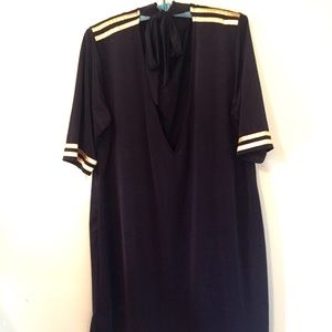 Vintage 1970s Gold & Black Slit Dress/Tunic